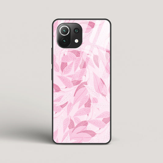 Pink Leaves Pattern - Xiaomi Mi 11 Glass Gripper Case