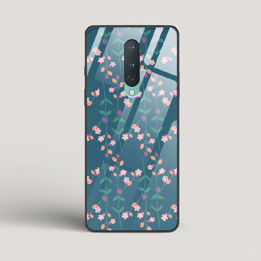 Blue Floral Pattern - OnePlus 8 Glass Case