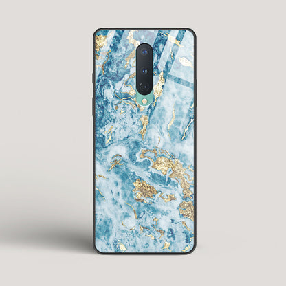 Blue & Gold Marble - OnePlus 8 Glass Case