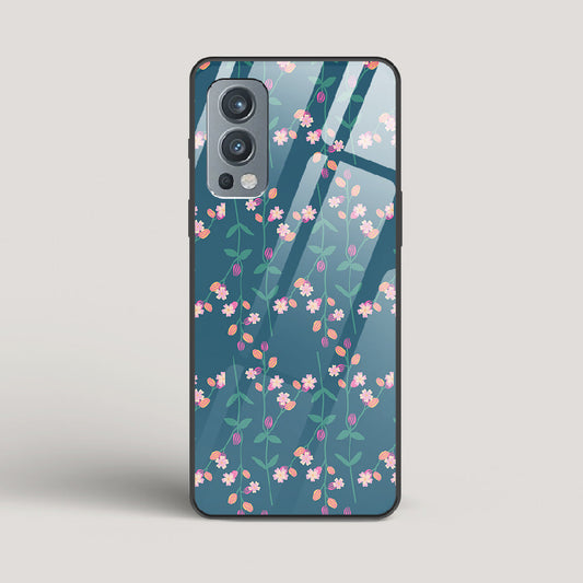 Blue Floral Pattern - OnePlus Nord 2 Glass Case