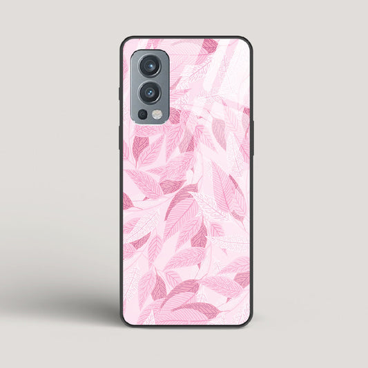 Pink Leaves Pattern - OnePlus Nord 2 Glass Case