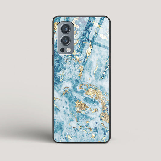 Blue & Gold Marble - OnePlus Nord 2 Glass Case