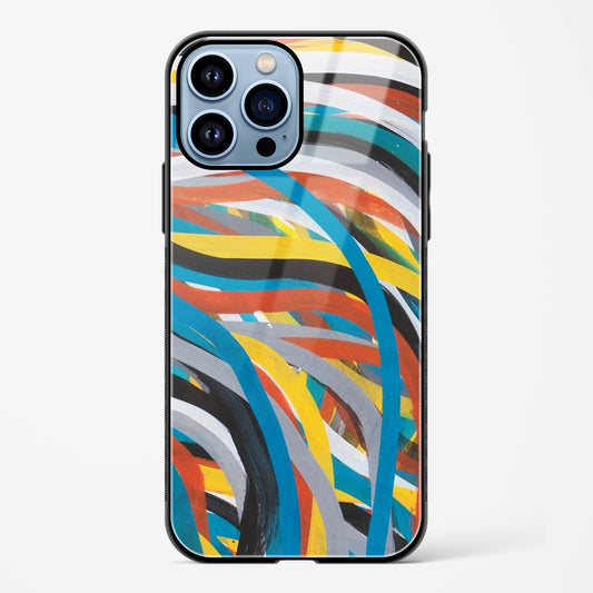 Colorful Stroke Pattern Apple iPhone 14 Pro Glass Gripper Case