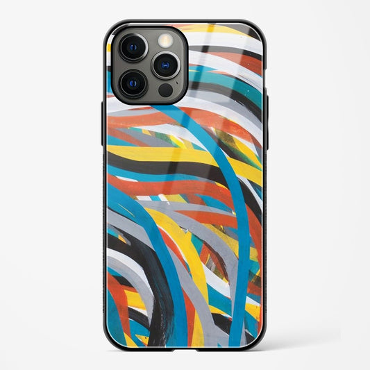 Colorful Stroke Pattern Apple iPhone 15 Pro Max Glass Gripper Case