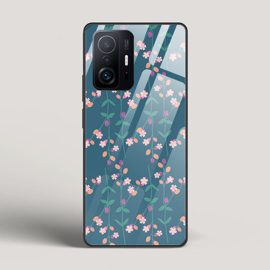 Blue Floral Pattern  - Xiaomi 11T Pro Glass Case