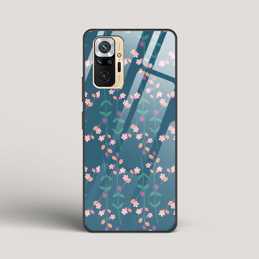 Blue Floral Pattern - Redmi Note 10 Pro Glass Case