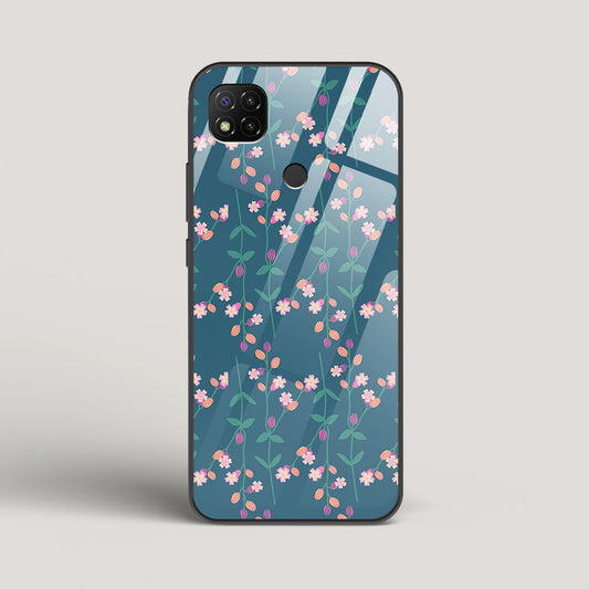 Blue Floral Pattern - Redmi 9 Glass Case