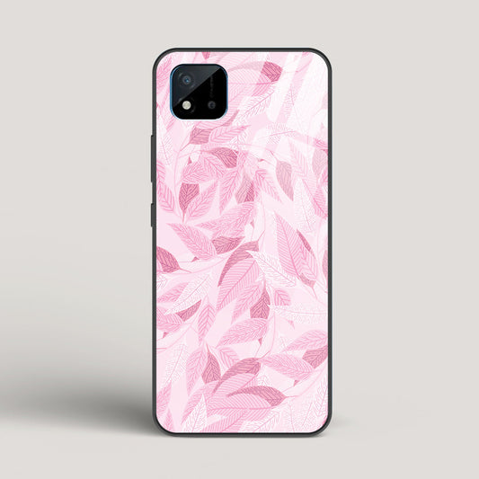 Pink Leaves Pattern- Realme C20 Glass Case