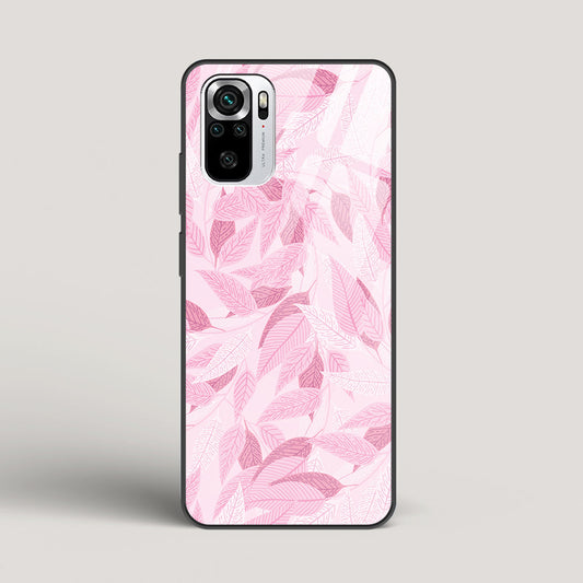 Pink Leaves Pattern - Redmi Note 10S Glass Case