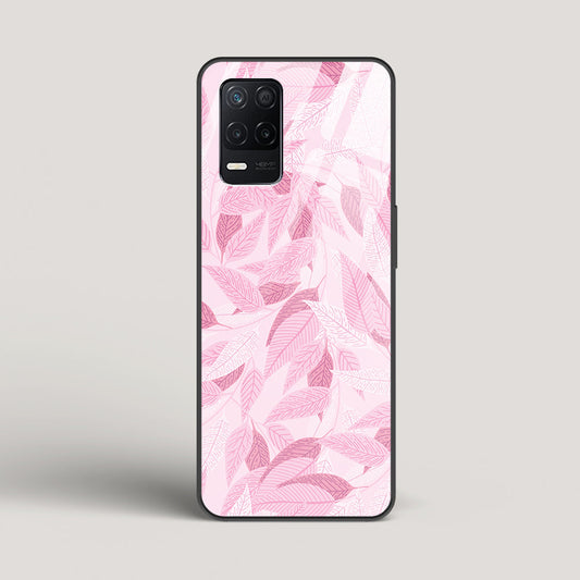 Pink Leaves Pattern - Realme Narzo 30 5G Glass Case