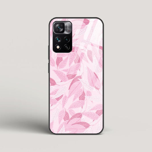 Pink Leaves Pattern - Xiaomi 11i HyperCharge 5G Glass Case