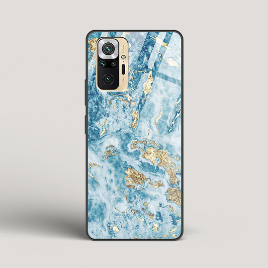 Blue & Gold Marble - Redmi Note 10 Pro Glass Case