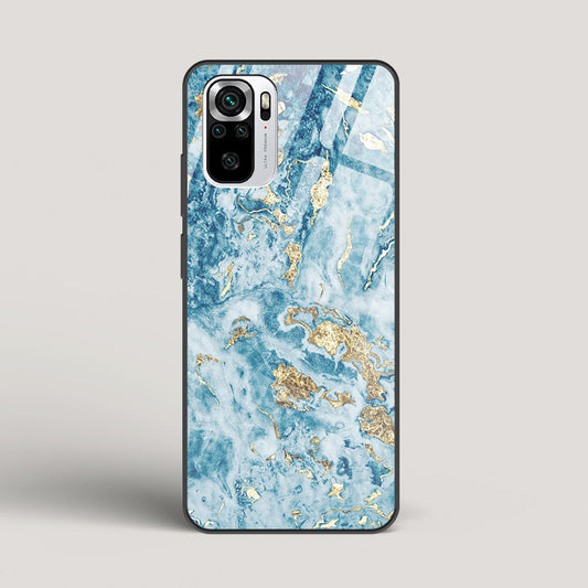 Blue & Gold Marble - Redmi Note 10 Glass Case