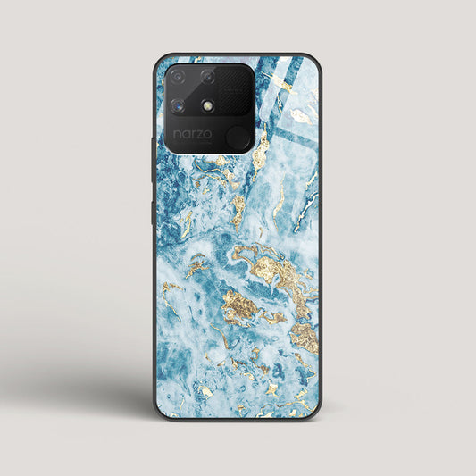 Blue & Gold Marble - Realme Narzo 50A Glass Case