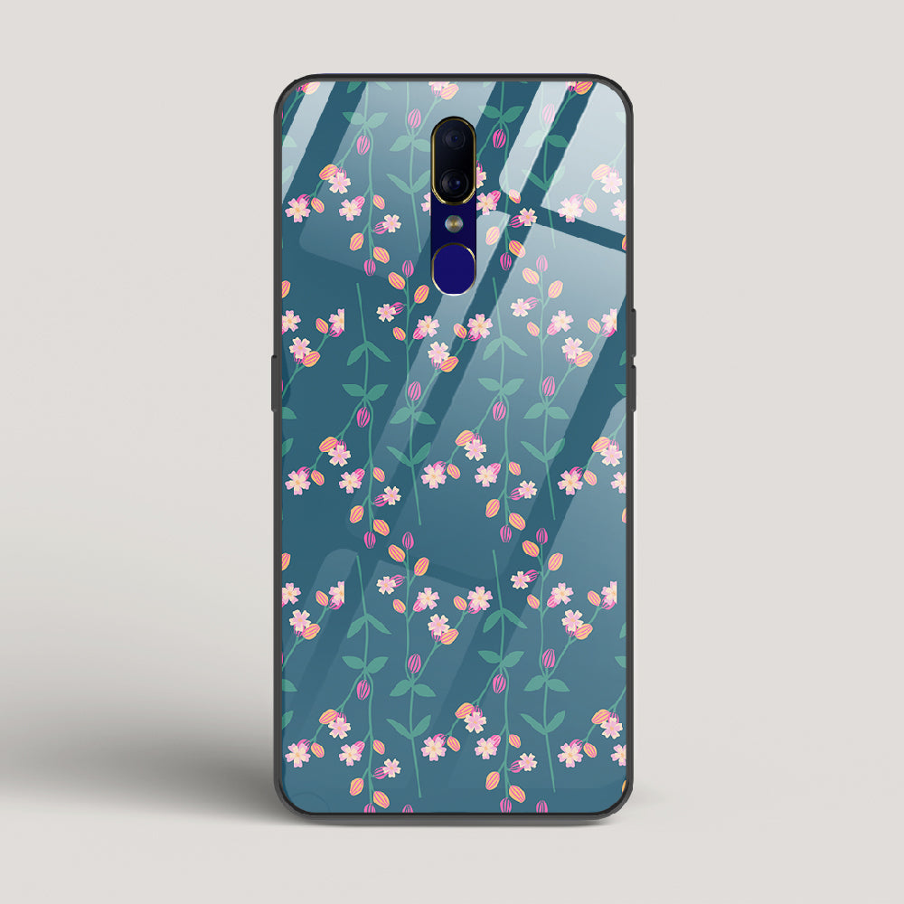 Blue Floral Pattern - Oppo F11 Glass Case