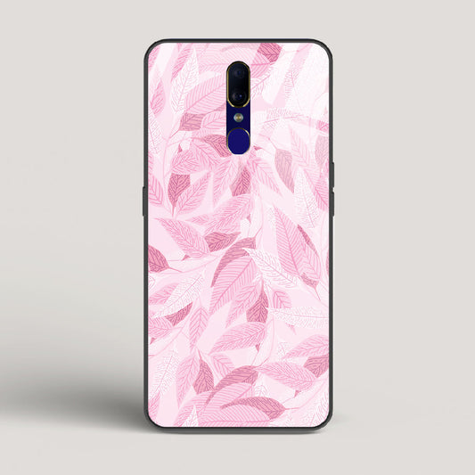 Pink Leaves Pattern - Oppo F11 Glass Case