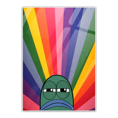 Funny Fish Rainbow Metal Poster   By Silly Vibe