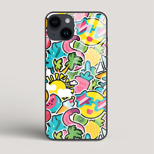 Tropical Summer Patterns - iPhone 15 Glass Case