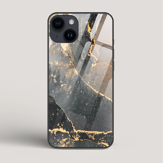 Black Gold Marble - iPhone 15 Glass Case