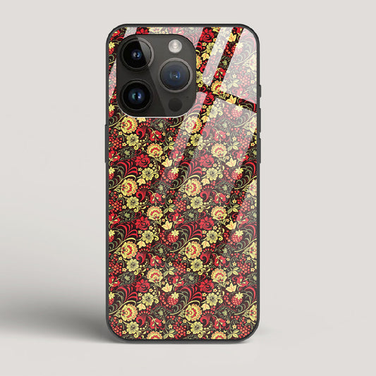 Russian Floral Pattern - iPhone 15 Pro Glass Case