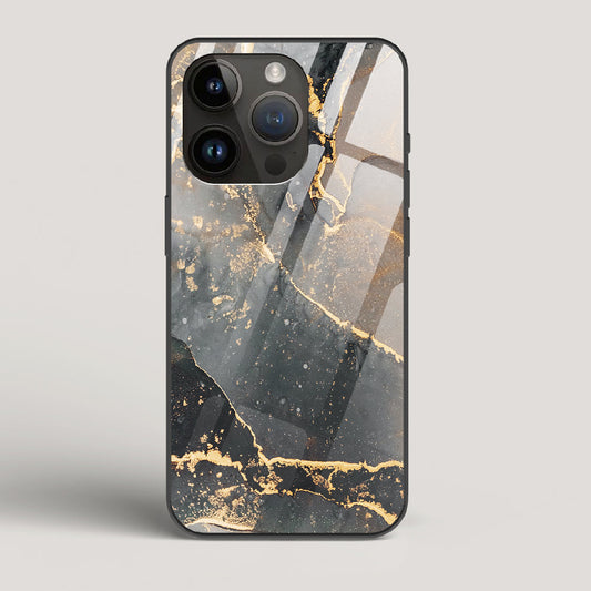 Black Gold Marble - iPhone 15 Pro Glass Case