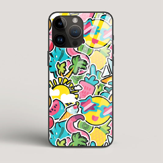 Tropical Summer Patterns - iPhone 15 Pro Max Glass Case