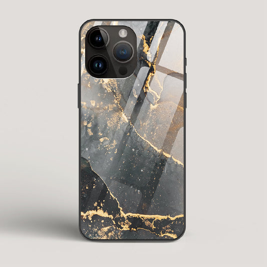 Black Gold Marble - iPhone 15 Pro Max Glass Case