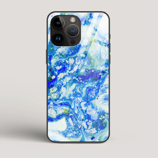 Blue Acid Marble - iPhone 15 Pro Max Glass Case