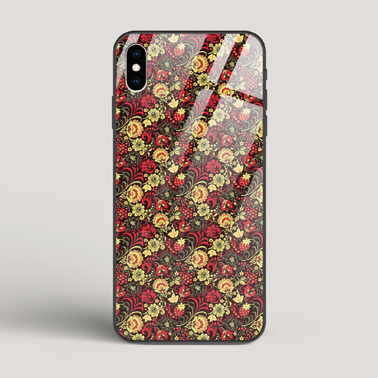 Russian Floral Pattern - iPhone XS Max Glass Case