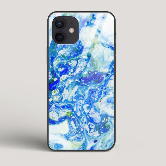 Blue Acid Marble - iPhone 12 Mini Glass Case