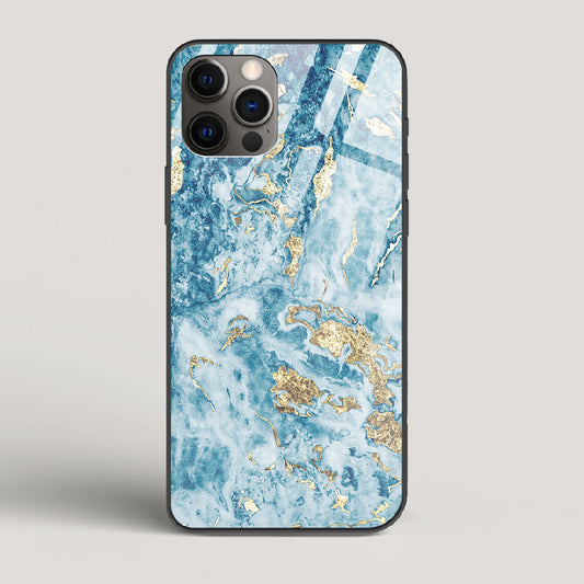 Blue & Gold Marble - iPhone 12 Pro Glass Case