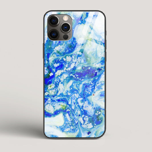 Blue Acid Marble - iPhone 12 Pro Glass Case