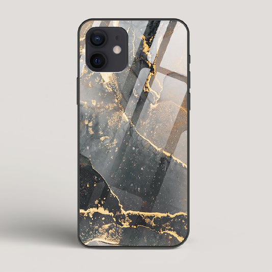 Black Gold Marble - iPhone 12 Glass Case