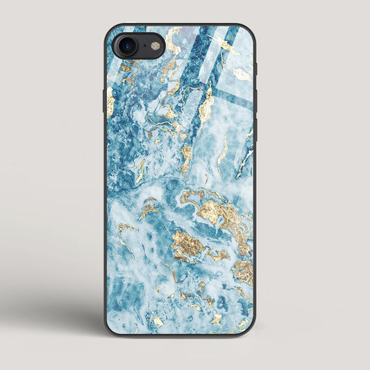 Blue & Gold Marble - iPhone 7 Glass Case