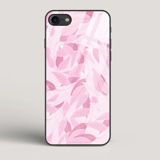 Pink Leaves Pattern - iPhone 7 Glass Case