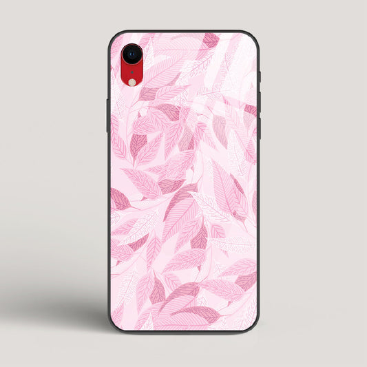 Pink Leaves Pattern - iPhone XR Glass Case