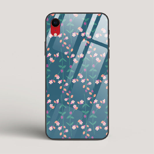 Blue Floral Pattern - iPhone XR Glass Case