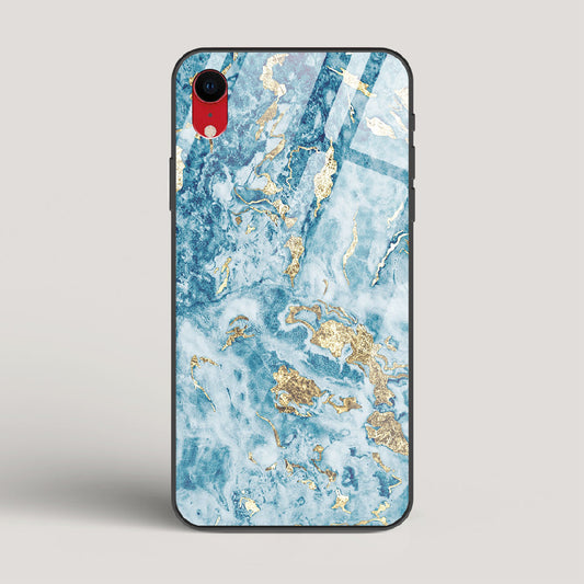 Blue & Gold Marble - iPhone XR Glass Case