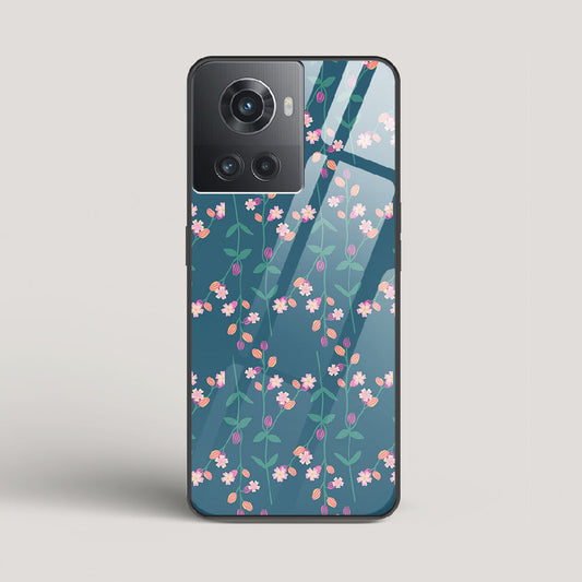 Blue Floral Pattern - OnePlus 10R Glass Case