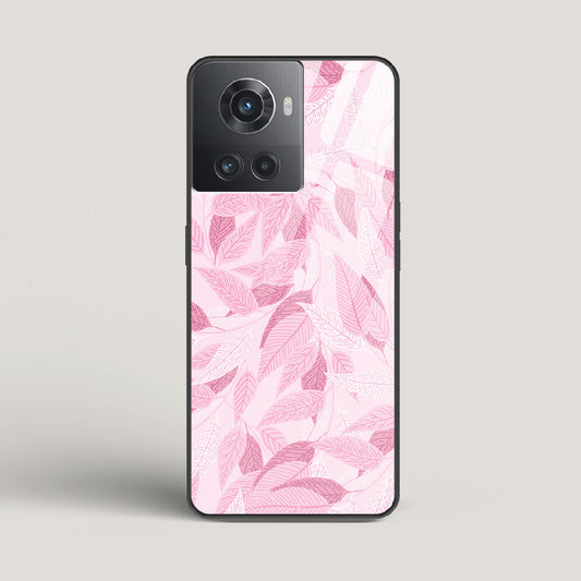 Pink Leaves Pattern - OnePlus 10R Glass Case