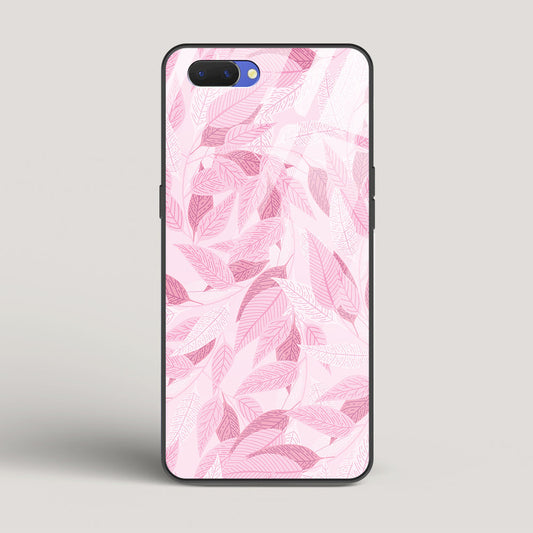 Pink Leaves Pattern - Oppo A5 Glass Case