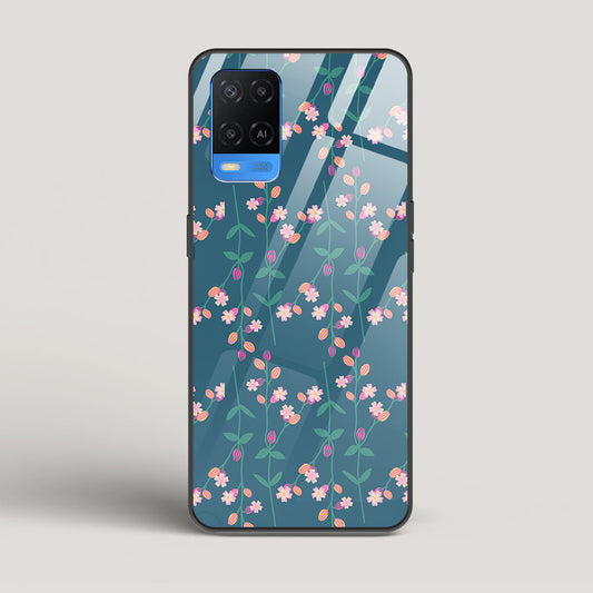 VBlue Floral Pattern - Oppo A54 Glass Case