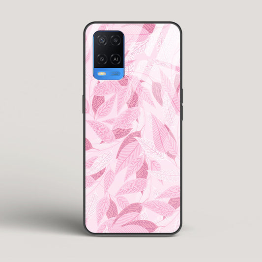 Pink Leaves Pattern - Oppo A54 Glass Case