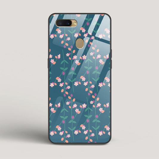 Blue Floral Pattern - Oppo A5s Glass Case