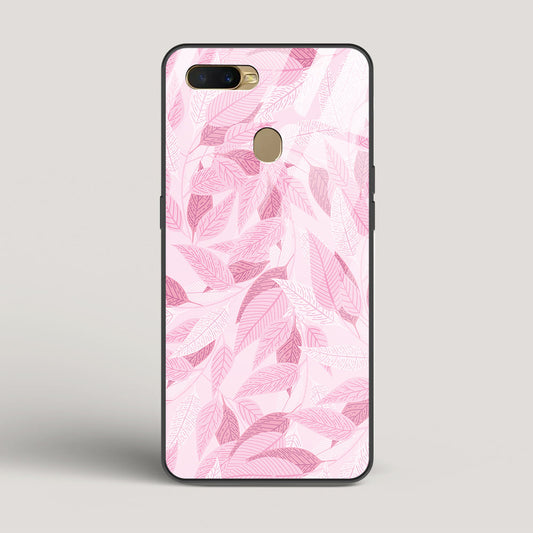 Pink Leaves Pattern - Oppo A7  Glass Case