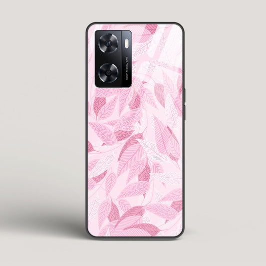 Pink Leaves Pattern - Oppo A77 4G Glass Case