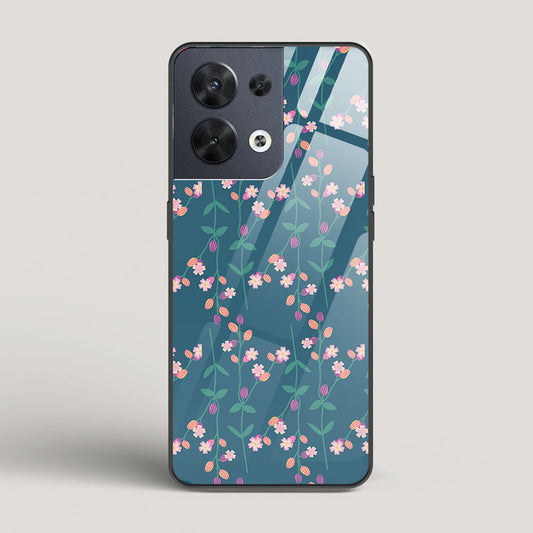 Blue Floral Pattern - Oppo Reno 8 Glass Case