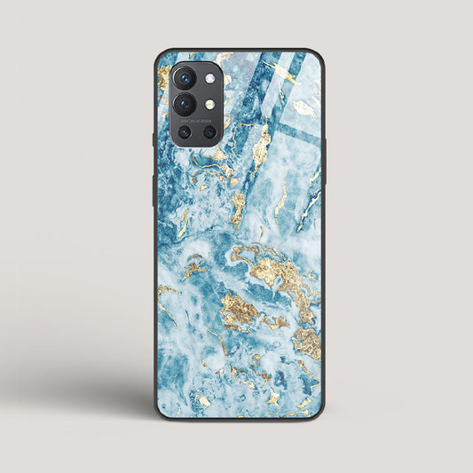 Blue & Gold Marble - OnePlus 9R Glass Case