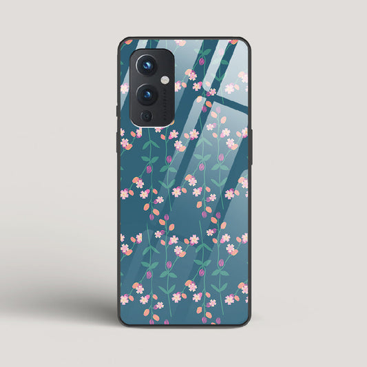  Blue Floral Pattern - OnePlus 9 Glass Case