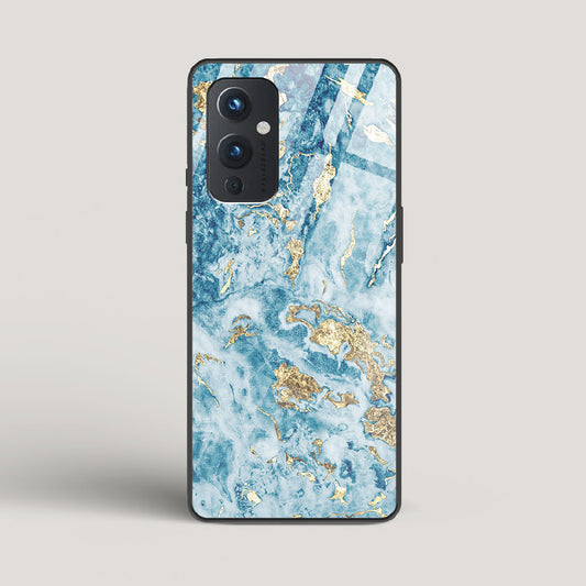 Blue & Gold Marble - OnePlus 9 Glass Case